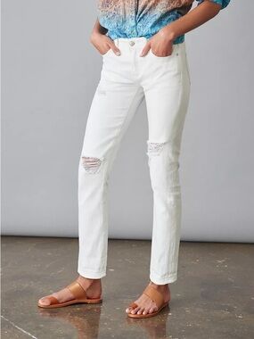 anthropologie pilcro distressed slim boyfriend jeans white women’s 32